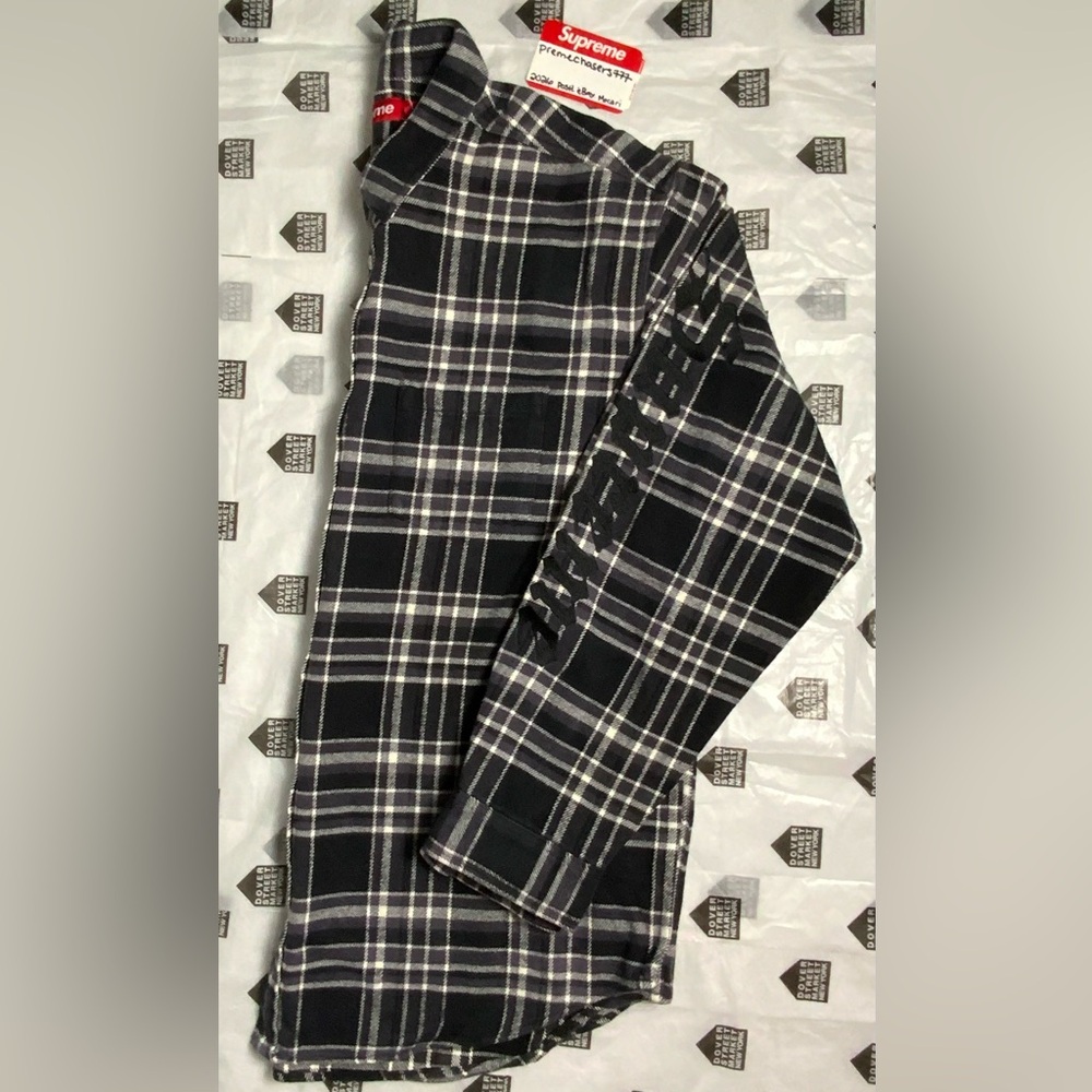 Supreme Old English Plaid Flannel Long Sleeve SS25- Black - XL - BRAND NEW!